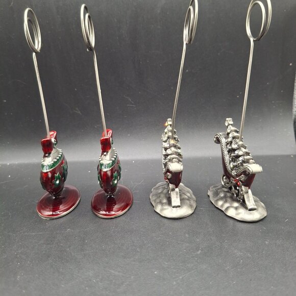 Enameled Pewter Look Place Card Holders Set Of 8 Christmas-Themed Holder Figuri - Picture 3 of 6